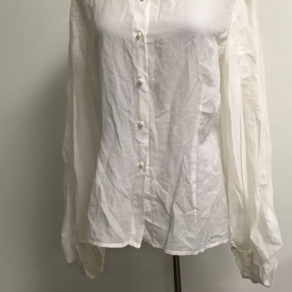 Trelise Cooper white sheer gauze cotton shirt M L - Picture 3 of 6